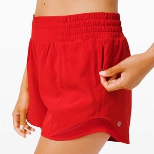 Red lululemon 4 inch hottie hot shorts